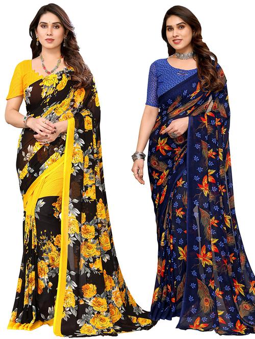 pack of 2 printed sarees - 21439988 - Very Small Image - 1