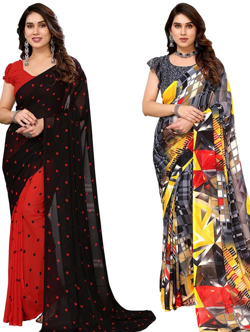 women pack of 2 printed casual sarees - 21439992 - Very Small Image - 1