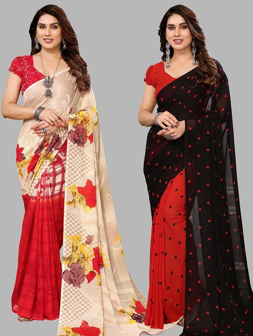 women pack of 2 casual wear sarees - 21439999 - Very Small Image - 1