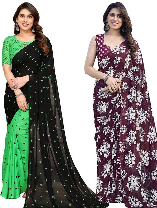 pack of 2 printed casual wear sarees - 21440000 - Very Small Image - 1
