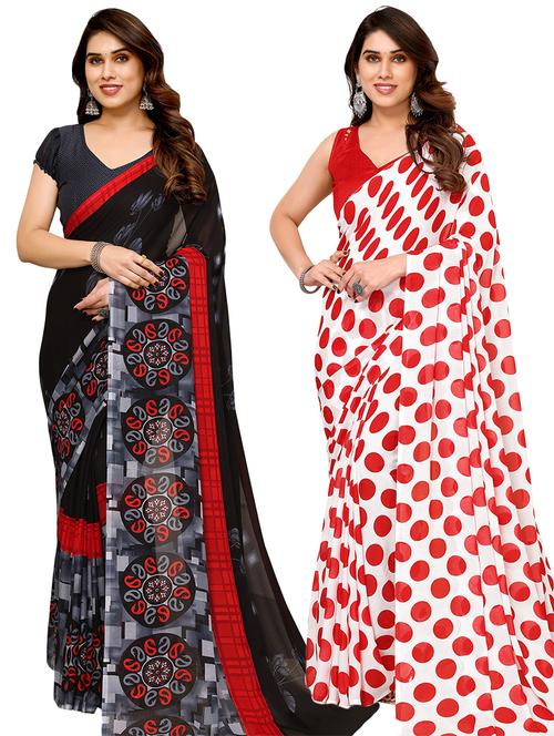 women pack of 2 printed casual sarees - 21440009 - Very Small Image - 1