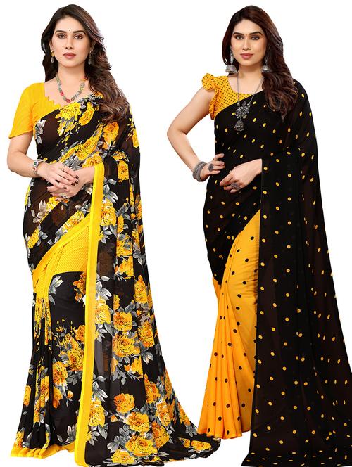 pack of 2 printed sarees with blouse - 21440012 - Very Small Image - 1