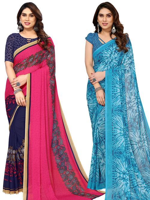 women pack of 2 casual wear sarees - 21440018 - Very Small Image - 1