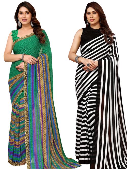 pack of 2 women printed sarees with blouse - 21440022 - Very Small Image - 1