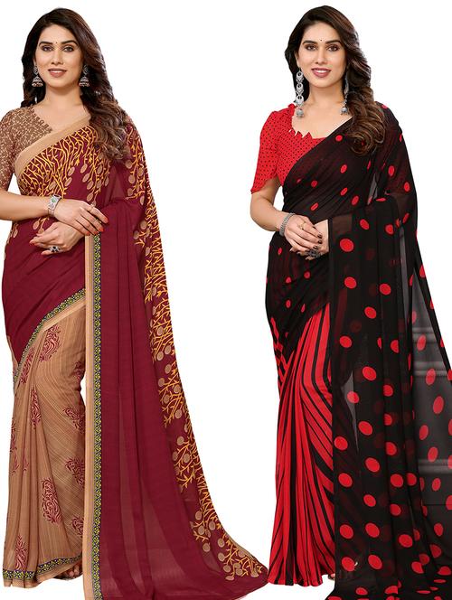pack of 2 printed casual wear sarees - 21440035 - Very Small Image - 1