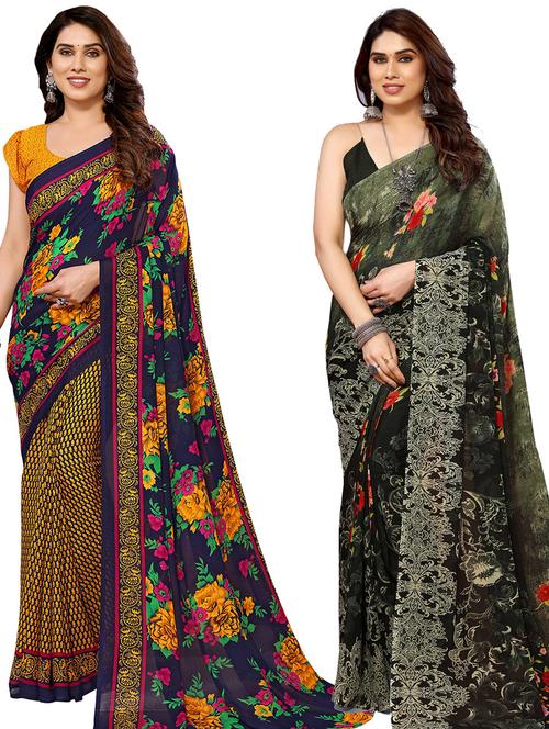 women pack of 2 casual wear sarees - 21440042 - Very Small Image - 1