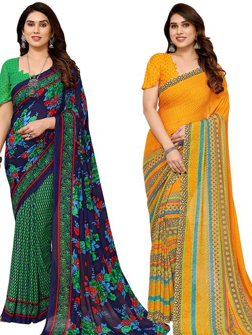 pack of 2 casual wear combo sarees with blouse - 21440048 - Very Small Image - 1