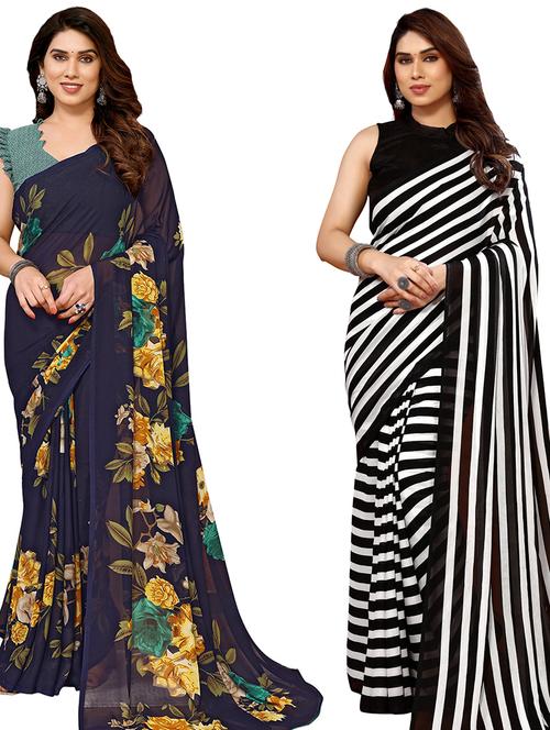 women pack of 2 casual wear sarees - 21440050 - Very Small Image - 1