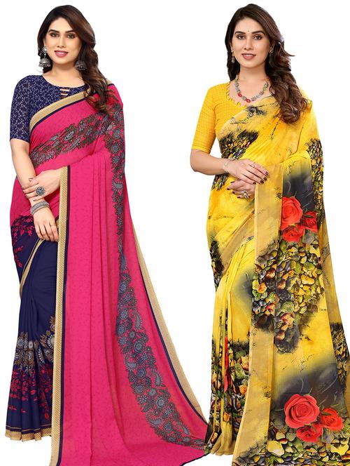 women pack of 2 printed casual sarees - 21440055 - Very Small Image - 1