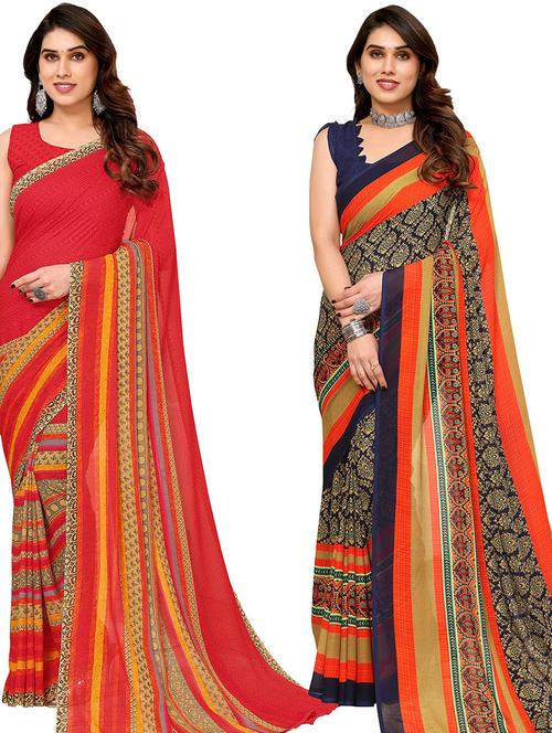 women pack of 2 casual wear sarees - 21440056 - Very Small Image - 1