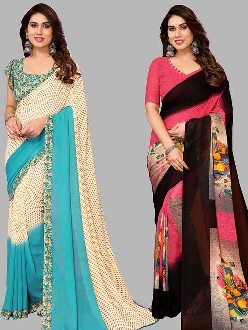 women pack of 2 casual wear sarees - 21440057 - Very Small Image - 1