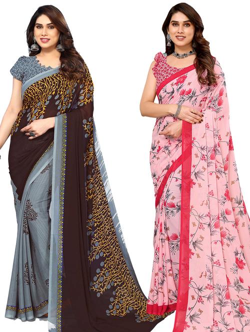pack of 2 printed sarees - 21440062 - Very Small Image - 1