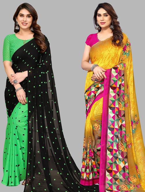 pack of 2 printed casual wear sarees - 21440071 - Very Small Image - 1