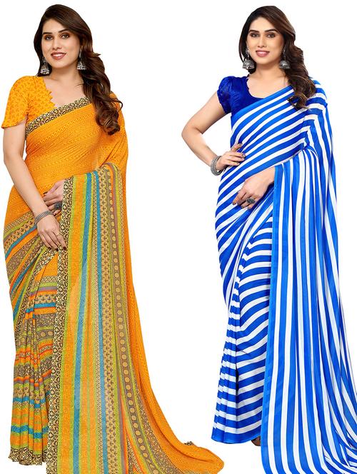 pack of 2 printed casual wear sarees - 21440079 - Very Small Image - 1