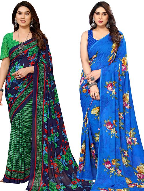 pack of 2 printed casual wear sarees - 21440093 - Very Small Image - 1