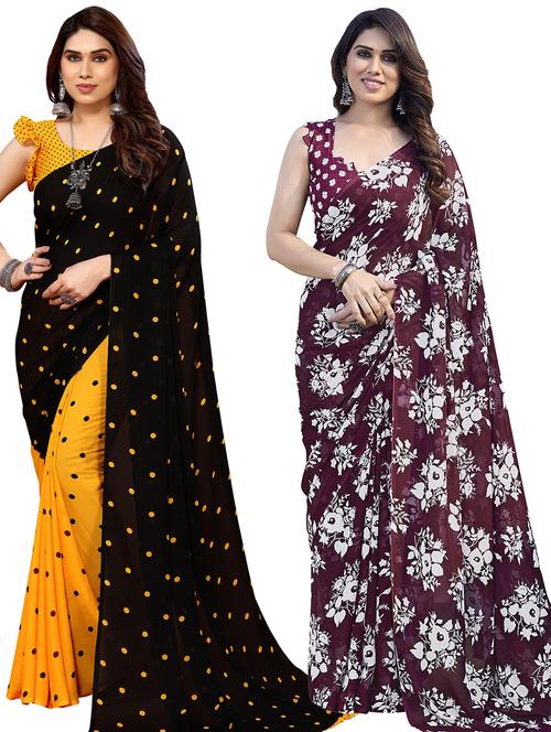 pack of 2 printed casual wear sarees - 21440096 - Very Small Image - 1