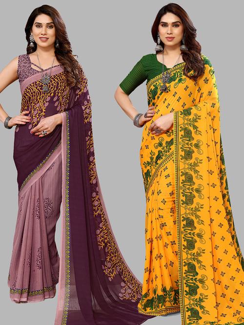 women pack of 2 printed casual sarees - 21440103 - Very Small Image - 1