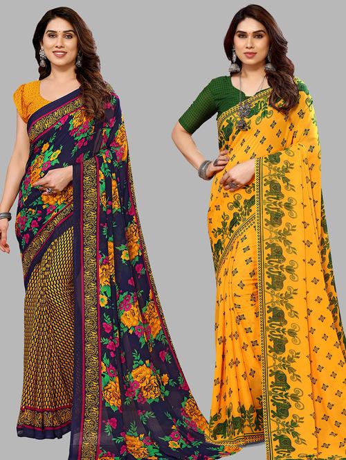 women pack of 2 printed casual sarees - 21440105 - Very Small Image - 1