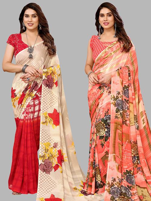 women pack of 2 casual wear sarees - 21440106 - Very Small Image - 1