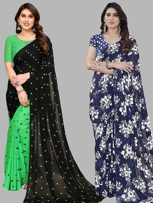 women pack of 2 casual wear sarees - 21440114 - Very Small Image - 1