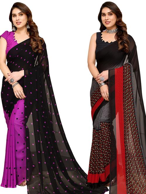 women pack of 2 casual wear sarees - 21440115 - Very Small Image - 1