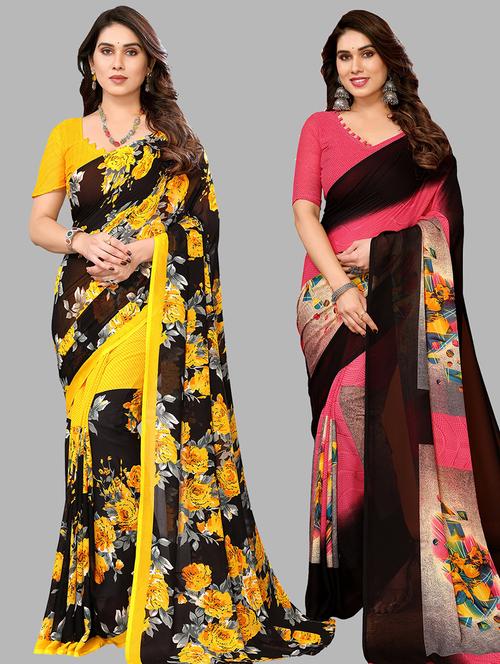 women pack of 2 casual wear sarees - 21440118 - Very Small Image - 1