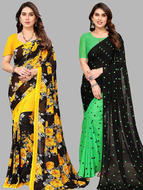 pack of 2 printed casual wear sarees - 21440122 - Very Small Image - 1