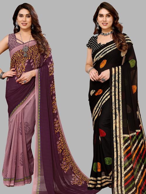 women pack of 2 casual wear sarees - 21440132 - Very Small Image - 1