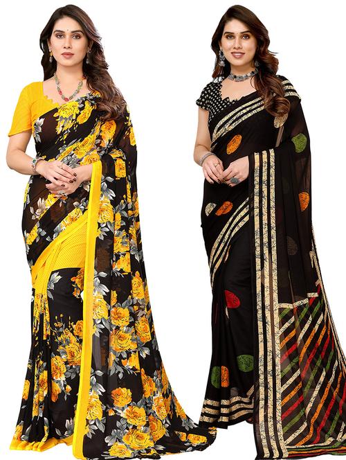 women pack of 2 printed casual sarees - 21440135 - Very Small Image - 1