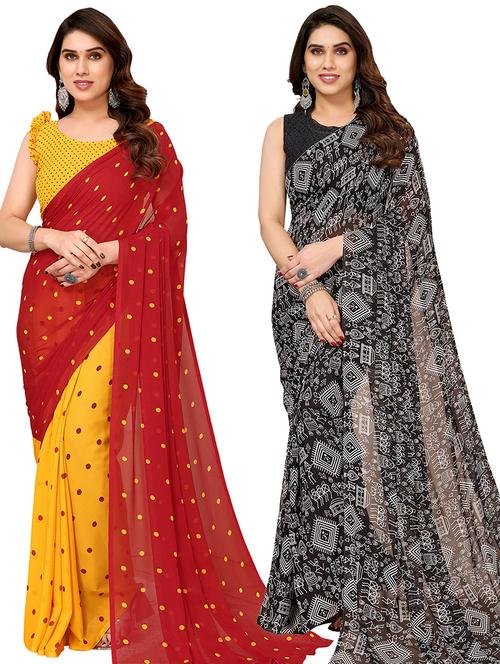 pack of 2 printed sarees - 21440138 - Very Small Image - 1