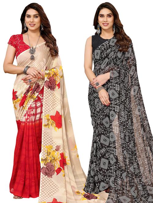 multi colored georgette combo saree - 21440141 - Very Small Image - 1