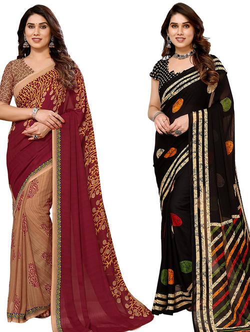 women pack of 2 casual wear sarees - 21440151 - Very Small Image - 1