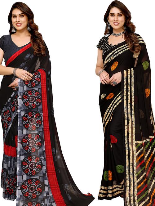 pack of 2 casual wear combo sarees with blouse - 21440152 - Very Small Image - 1