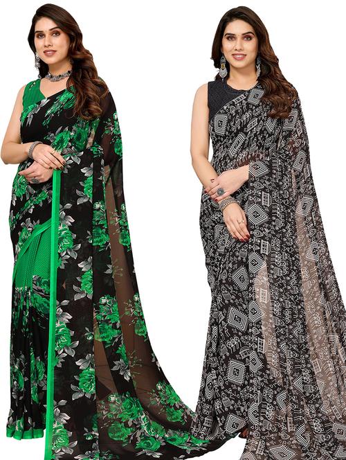 pack of 2 casual wear combo sarees with blouse - 21440156 - Very Small Image - 1