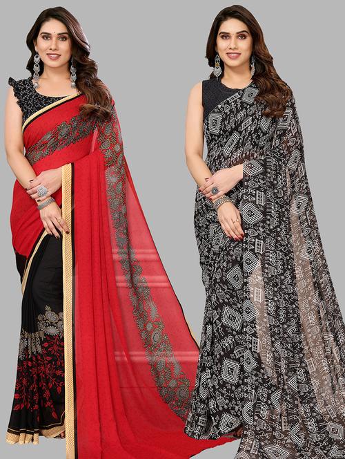 women pack of 2 printed casual sarees - 21440160 - Very Small Image - 1