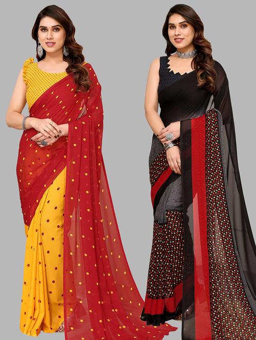 pack of 2 printed sarees - 21440168 - Very Small Image - 1