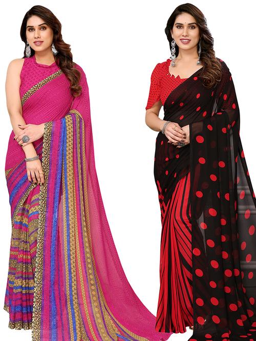 pack of 2 printed casual wear sarees - 21440172 - Very Small Image - 1