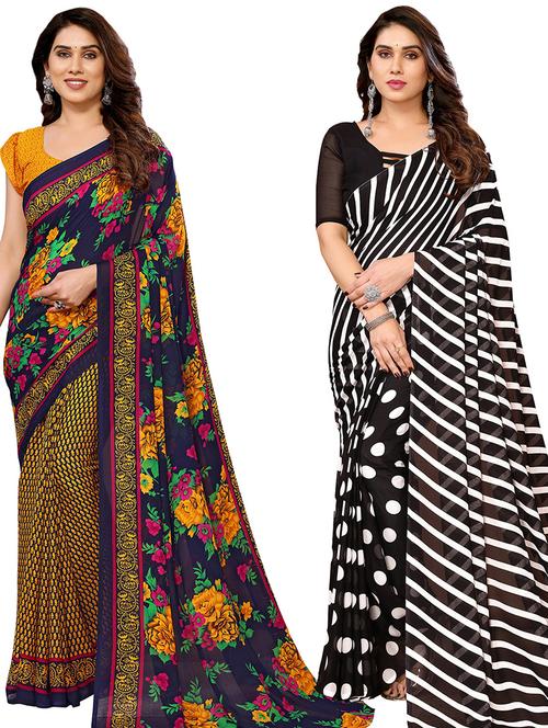 pack of 2 casual wear combo sarees with blouse - 21440173 - Very Small Image - 1
