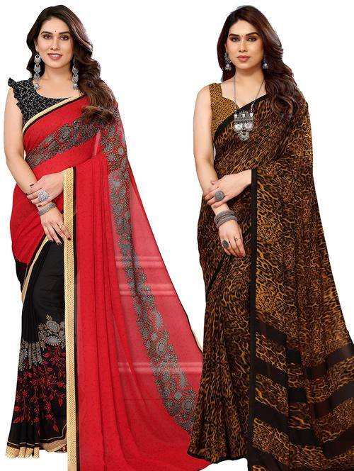 pack of 2 printed sarees - 21440178 - Very Small Image - 1