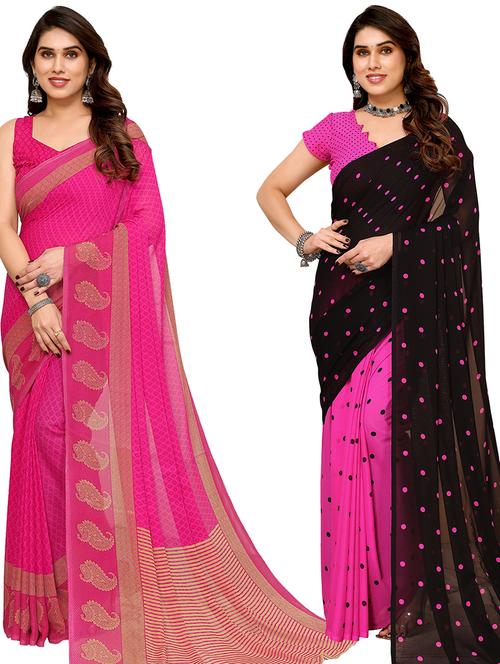 pack of 2 casual wear combo sarees with blouse - 21440179 - Very Small Image - 1