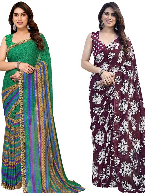 women pack of 2 printed casual sarees - 21440188 - Very Small Image - 1