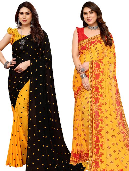 pack of 2 casual wear combo sarees with blouse - 21440192 - Very Small Image - 1