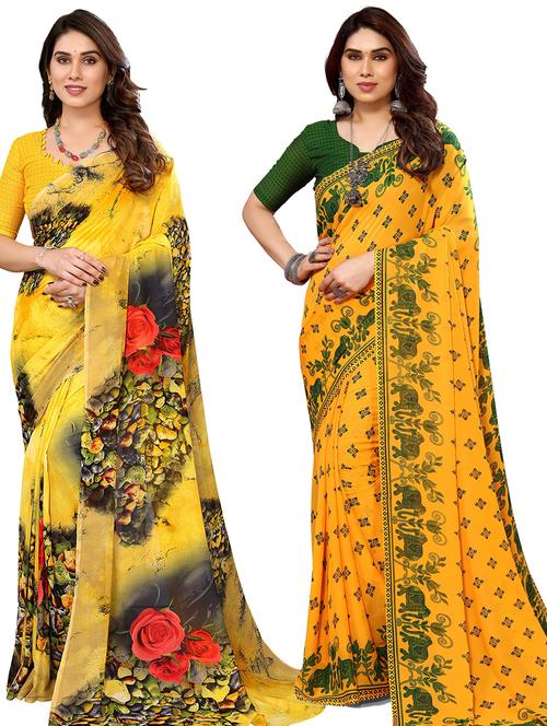 women pack of 2 casual wear sarees - 21440196 - Very Small Image - 1