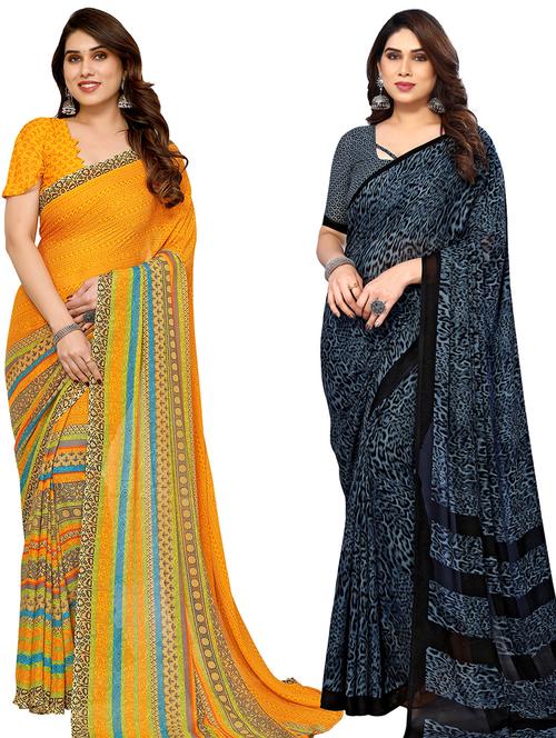 women pack of 2 casual wear sarees - 21440210 - Very Small Image - 1