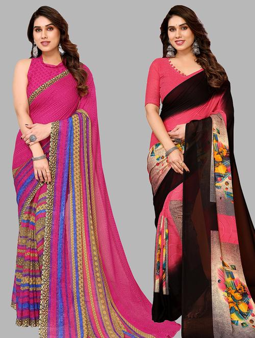 women pack of 2 casual wear sarees - 21440211 - Very Small Image - 1