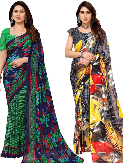 women pack of 2 casual wear sarees - 21440214 - Very Small Image - 1