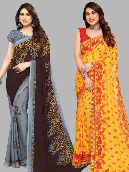 pack of 2 printed sarees - 21440215 - Very Small Image - 1