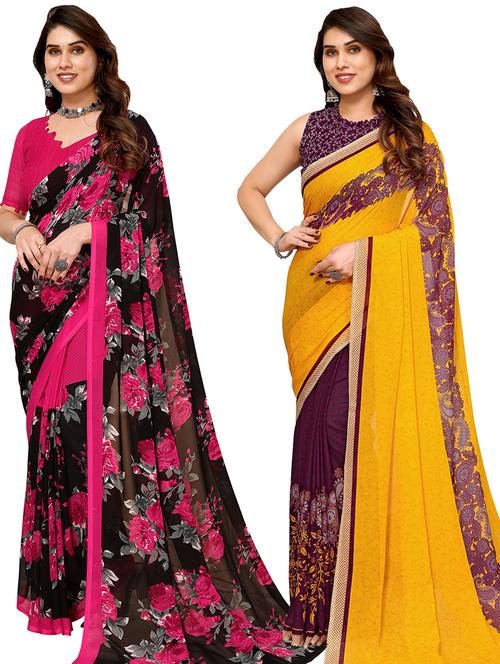 pack of 2 printed sarees - 21440216 - Very Small Image - 1