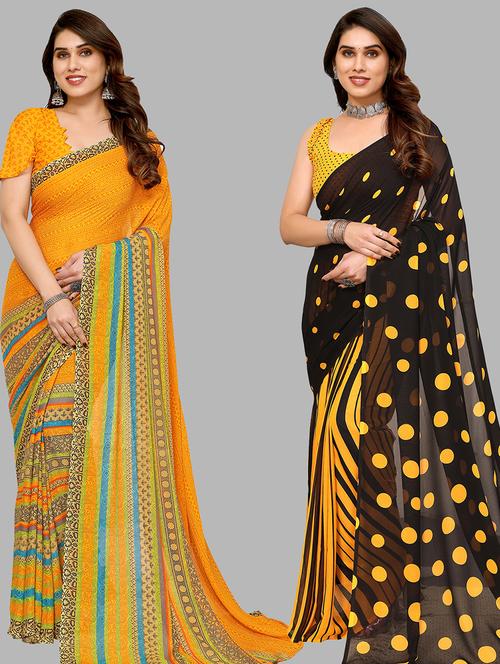 pack of 2 casual wear combo sarees with blouse - 21440217 - Very Small Image - 1