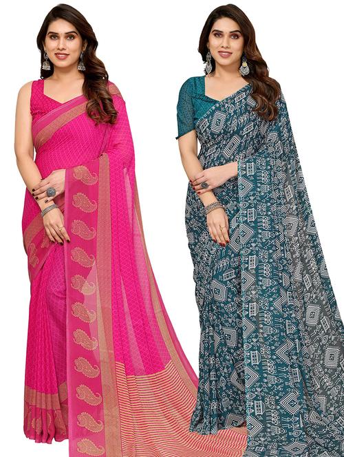 women pack of 2 casual wear sarees - 21440237 - Very Small Image - 1
